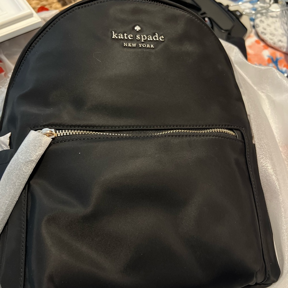 kate spade black nylon backpack with gold hardware - Picture 3 of 3
